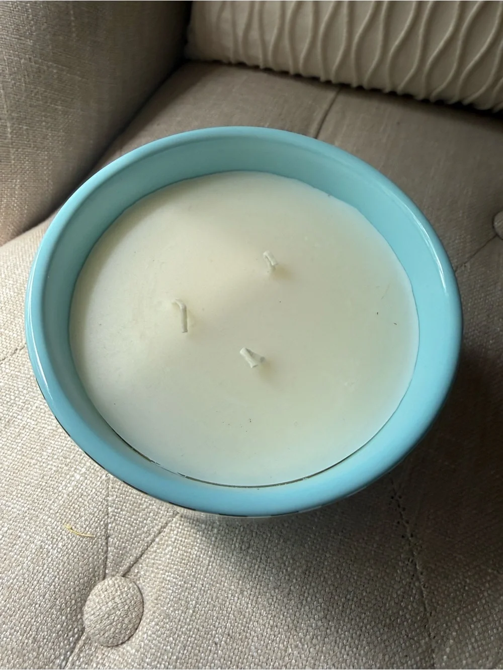 Anthropologie x FARM RIO Ocean Waves & Bergamot Ceramic Candle with Woven Lid
